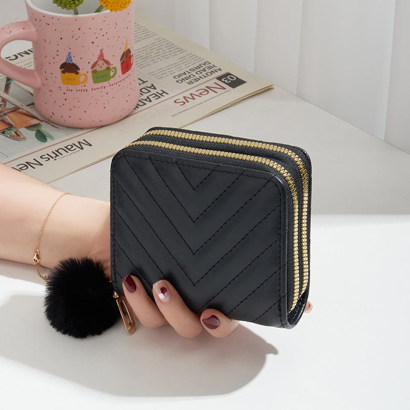 Unique Women's Twill Decoration Short Clutch Ladies Wallet