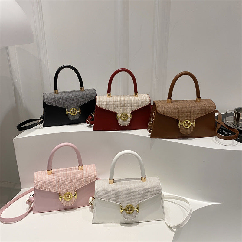 Women's Simple Stitching Letters Large Capacity Fashion Retro Women's Shoulder Bag