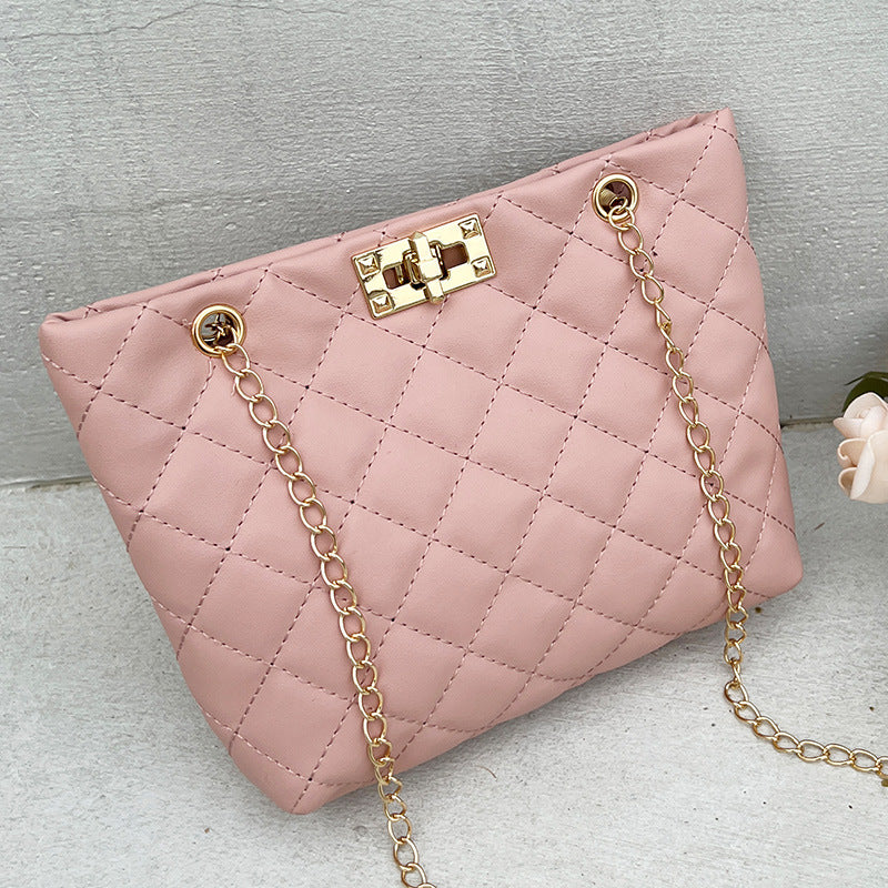 Women's Fashion Trend Rhombus Metal Chain Women's Shoulder Bag