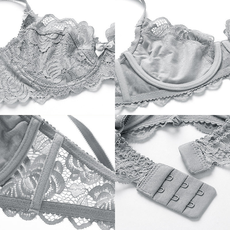 Women's Small Chest Push Up Lace Life Summer Thin Breast Lingerie Sets