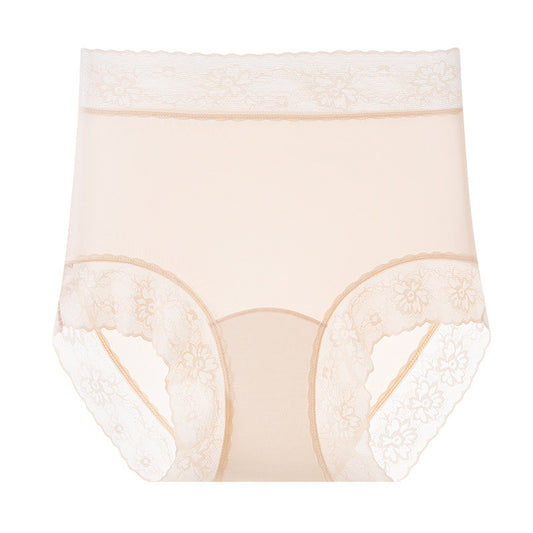 Women's Ice Silk Camellia Pla High Waist Panties
