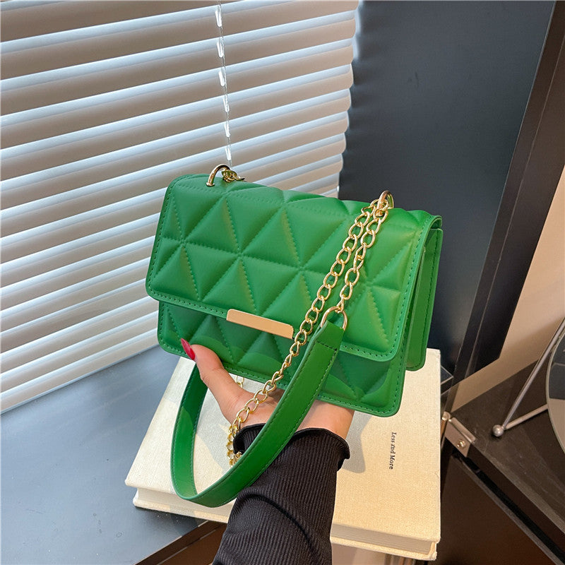 Color Simple Elegant Rhombus Embroidery Thread Korean Style Trendy Beautiful Women's Shoulder Bag
