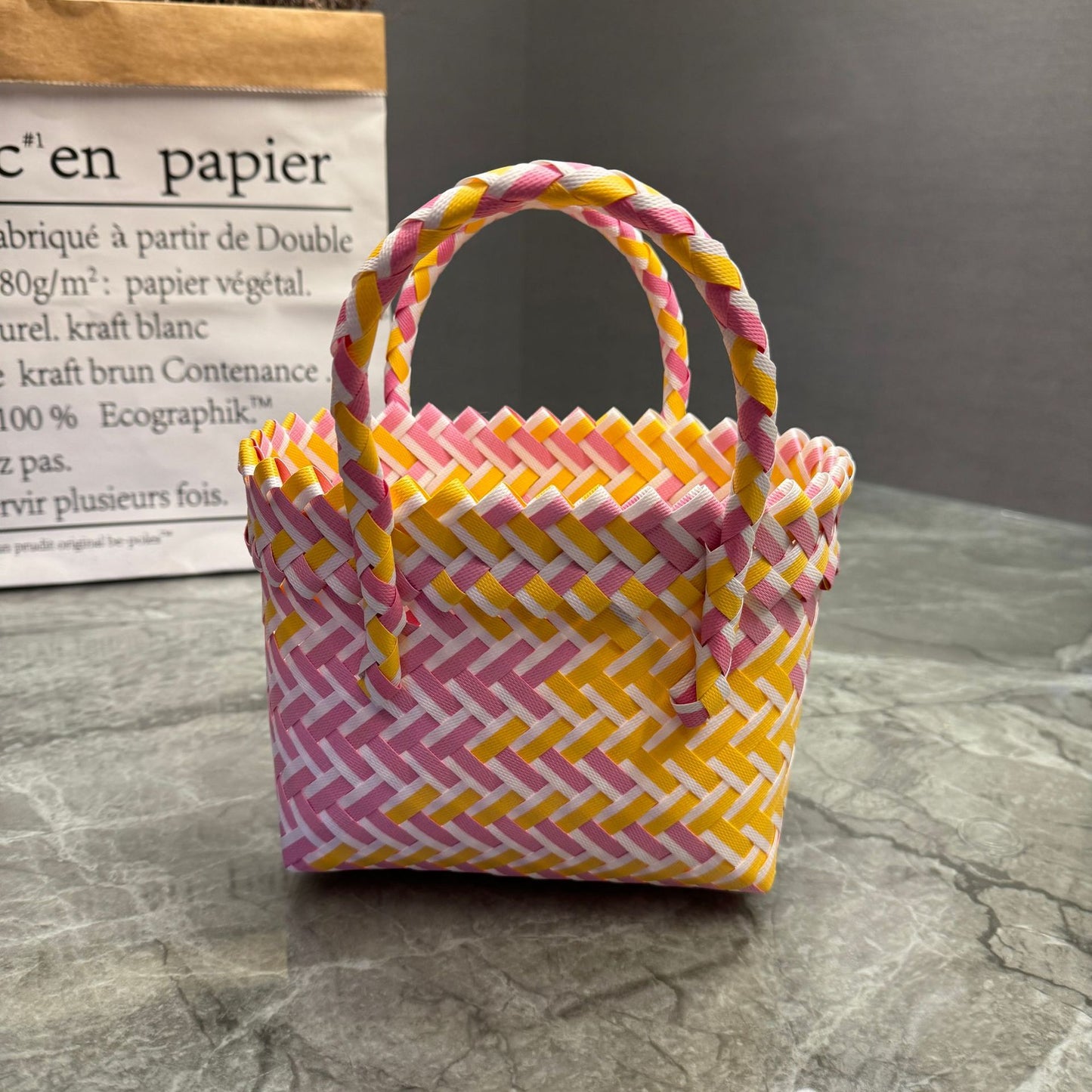 Women's Plastic Woven Knitted Basket Hand Gift Handbags