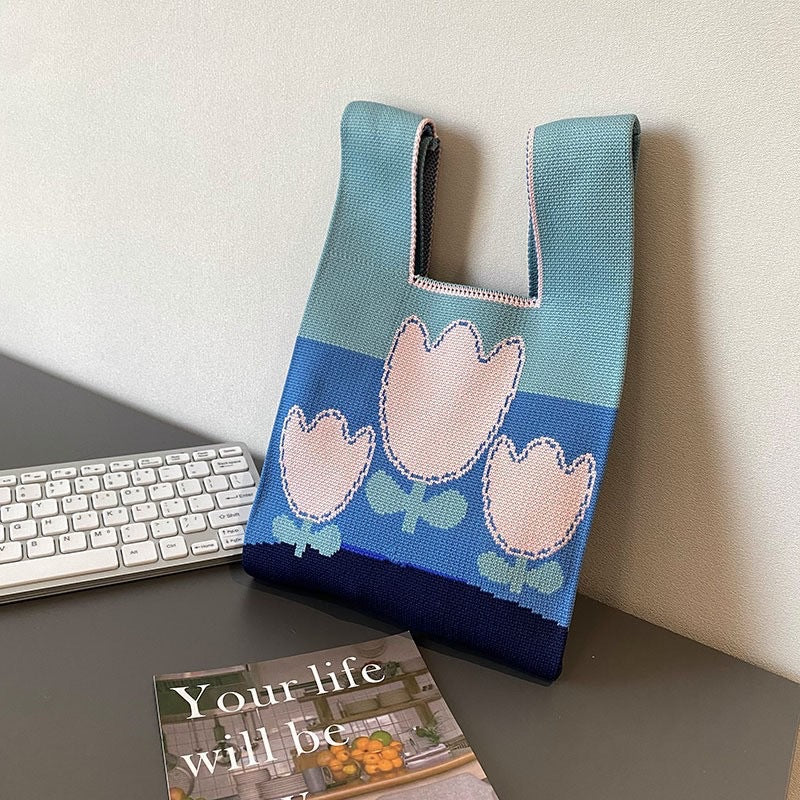 Women's Cute Panda Knitted Wool Version Hand Carrying Handbags