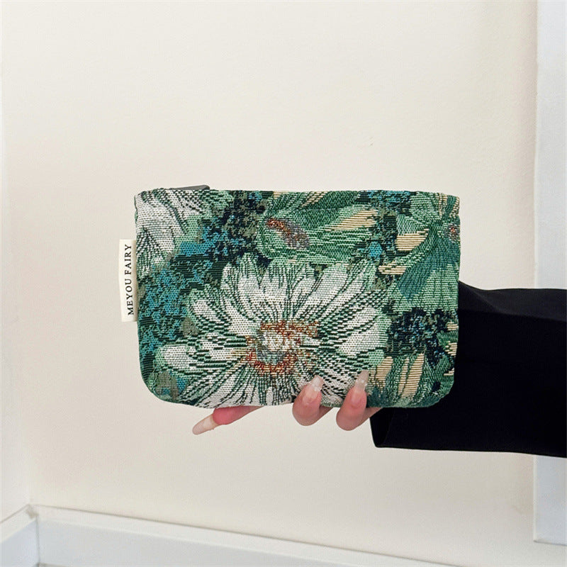 Oil Painting Style Flower Simple Portable Mobile Walking Clutch Good-looking Bags
