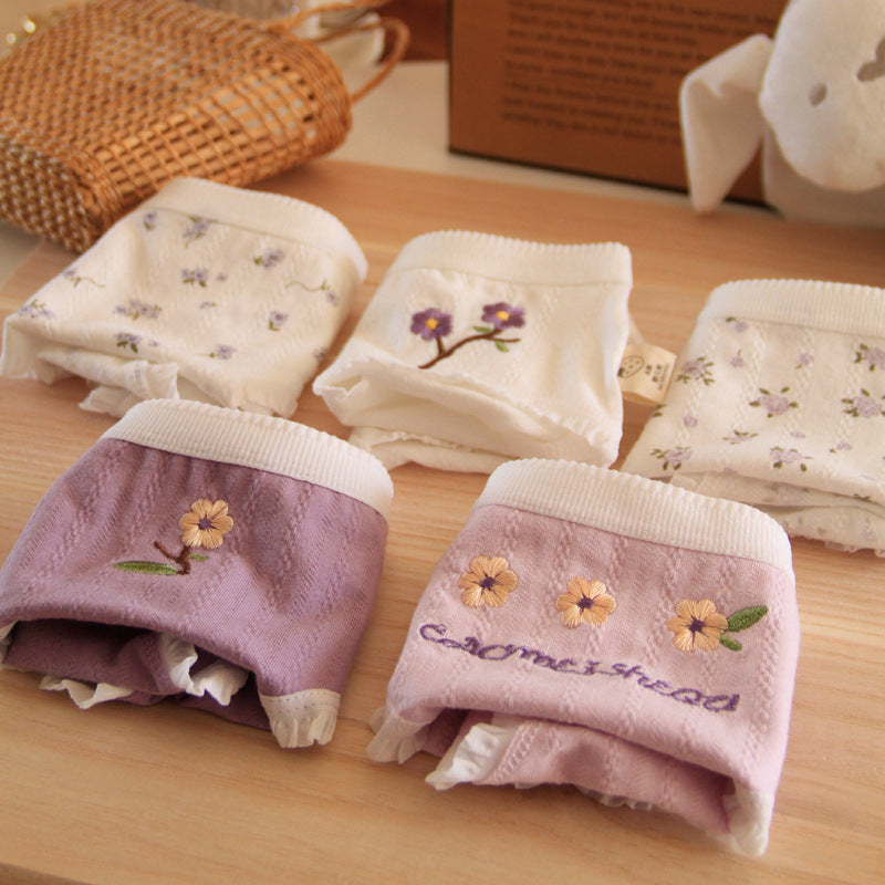 Cotton Antibacterial Crotch Female Comfortable Floral Panties