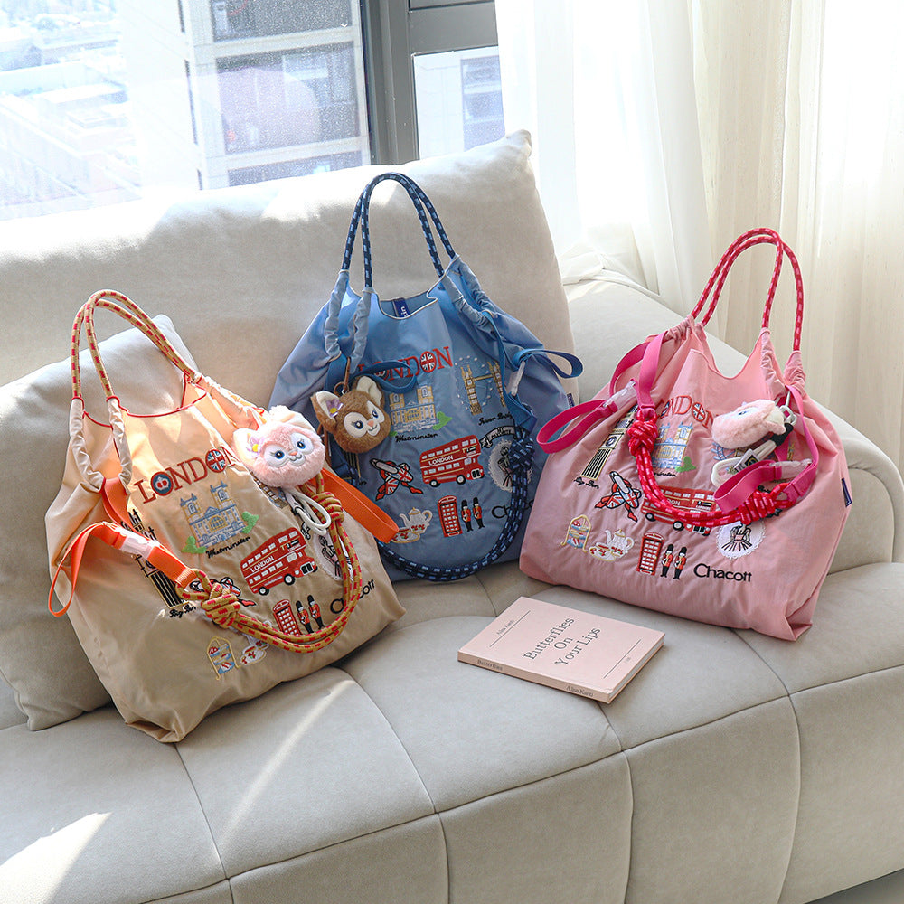 Nylon Embroidered Fashion Niche Large Capacity Women's Shoulder Bag