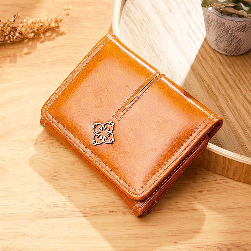 Stylish Women's Short Three-fold Retro Thin Ladies Wallets