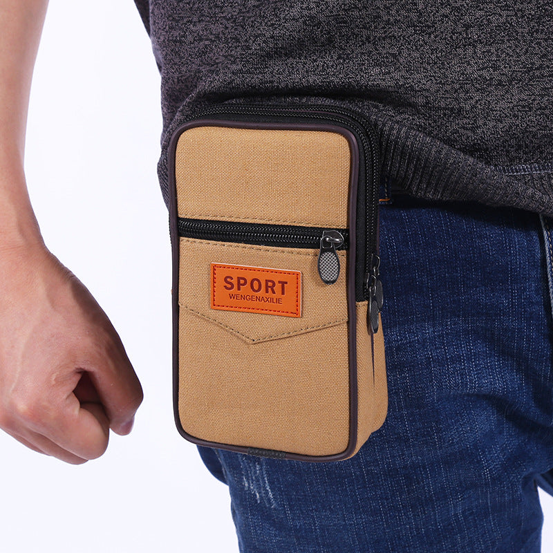 Men's Canvas Mobile Cell Hanging Construction Site Men's Waist Packs