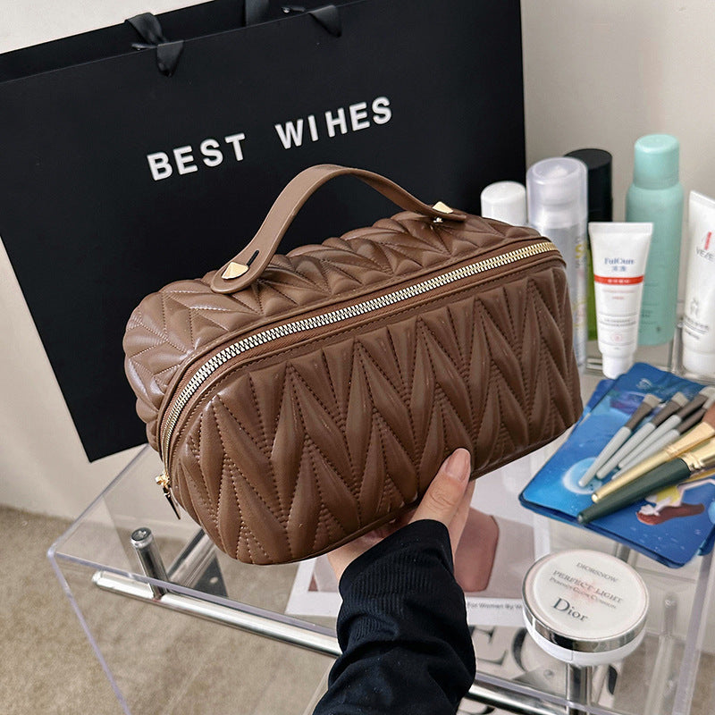 Good-looking Large Capacity Fashion Toiletry Solid Color Makeup Bag