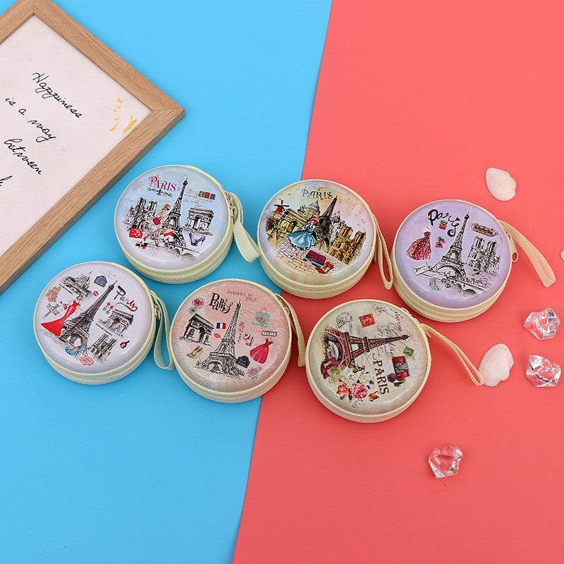 Christmas Round Zipper Cartoon Storage Earphone Coin Purses