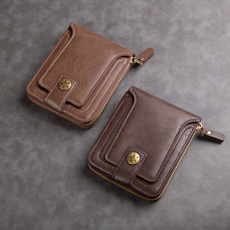 Men's Quality Short Stylish Versatile Retro Horizontal Men's Wallets