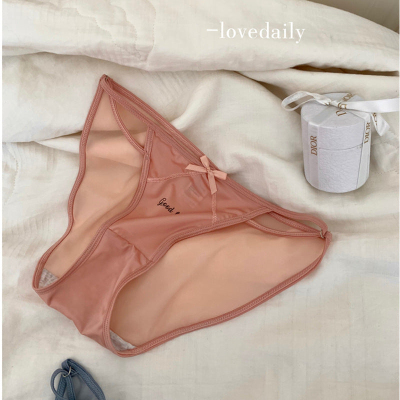 Women's Low Waist High Slit Sexy Briefs Summer Thin Milk Panties