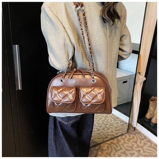 Women's Diamond Chain Boston Fashion Retro Underarm Shoulder Bags