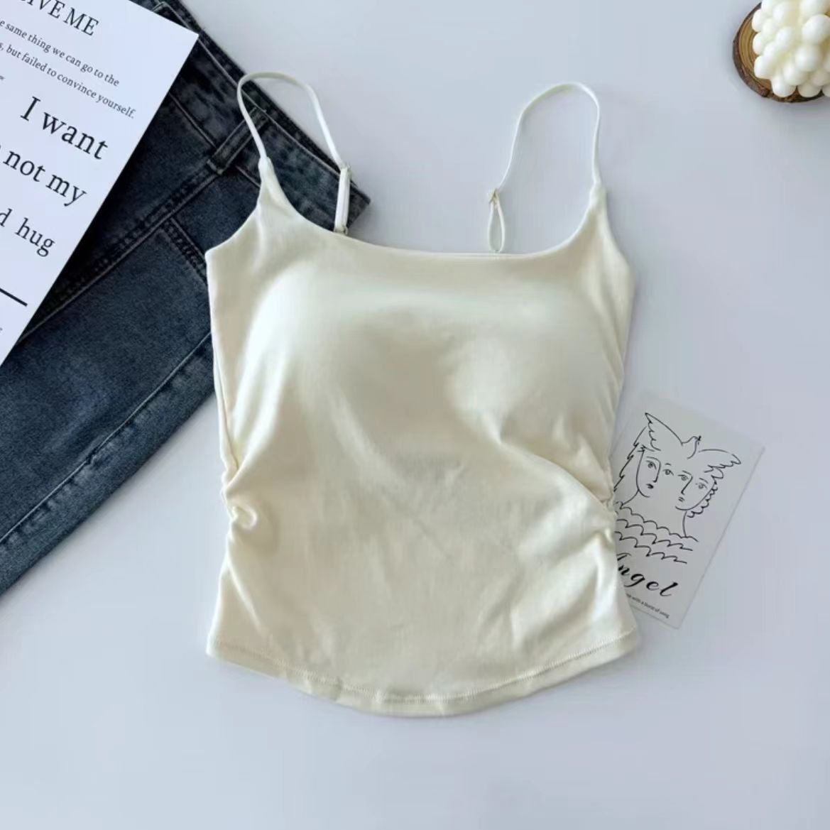 Women's Korean Style Spaghetti Strap Camisole Thin Outer Wear Underwear Tanks Camis