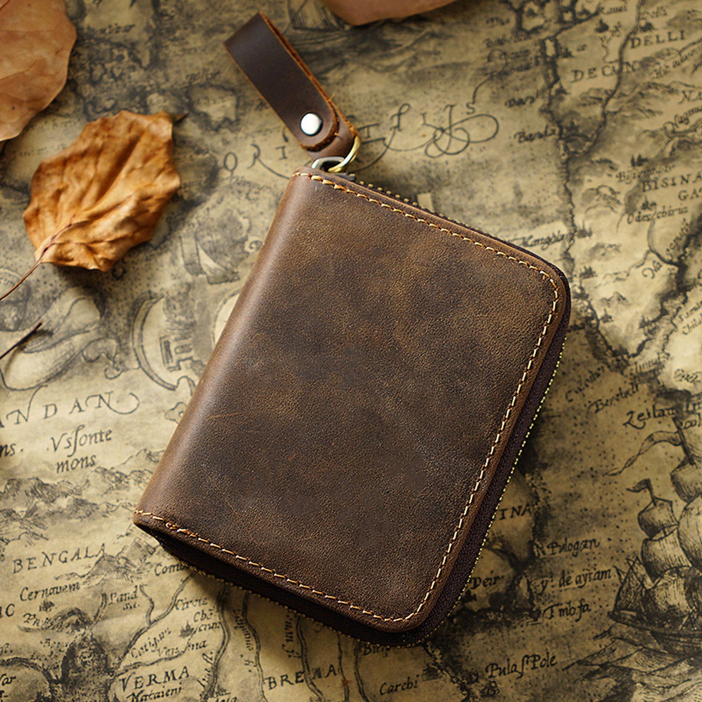 Horse Leather Antimagnetic Large Capacity Position Card Holder