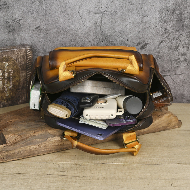 Women's First Layer Cowhide Large Capacity Handmade Women's Messenger Bag