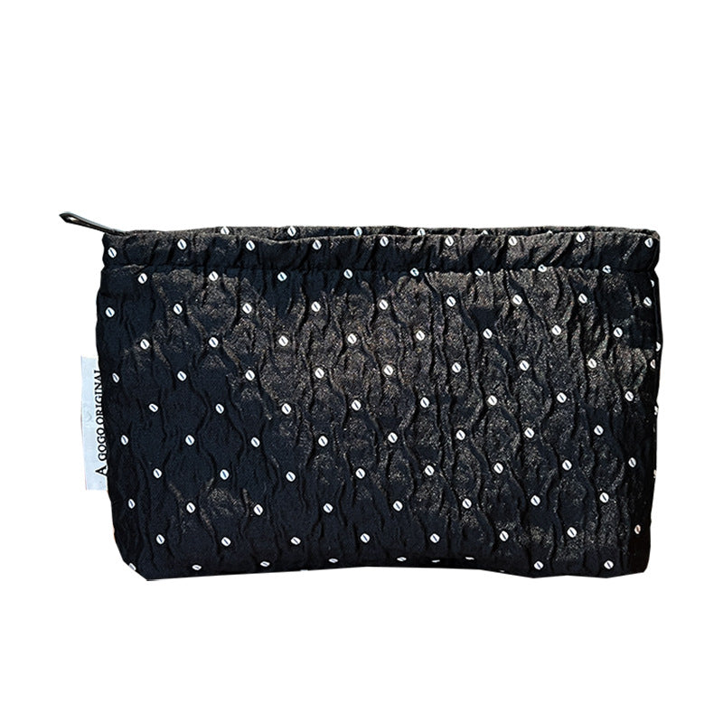 Polka Dot Black Sweet Storage Hand Portable Makeup Bag