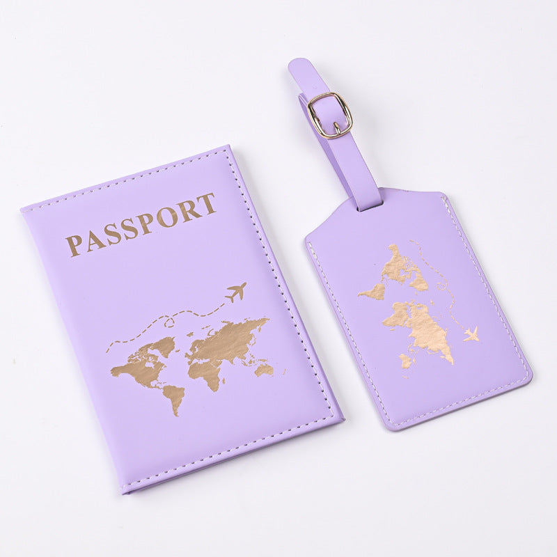 Trend Map Bronzing Passport Cover Tag Ticket Luggage