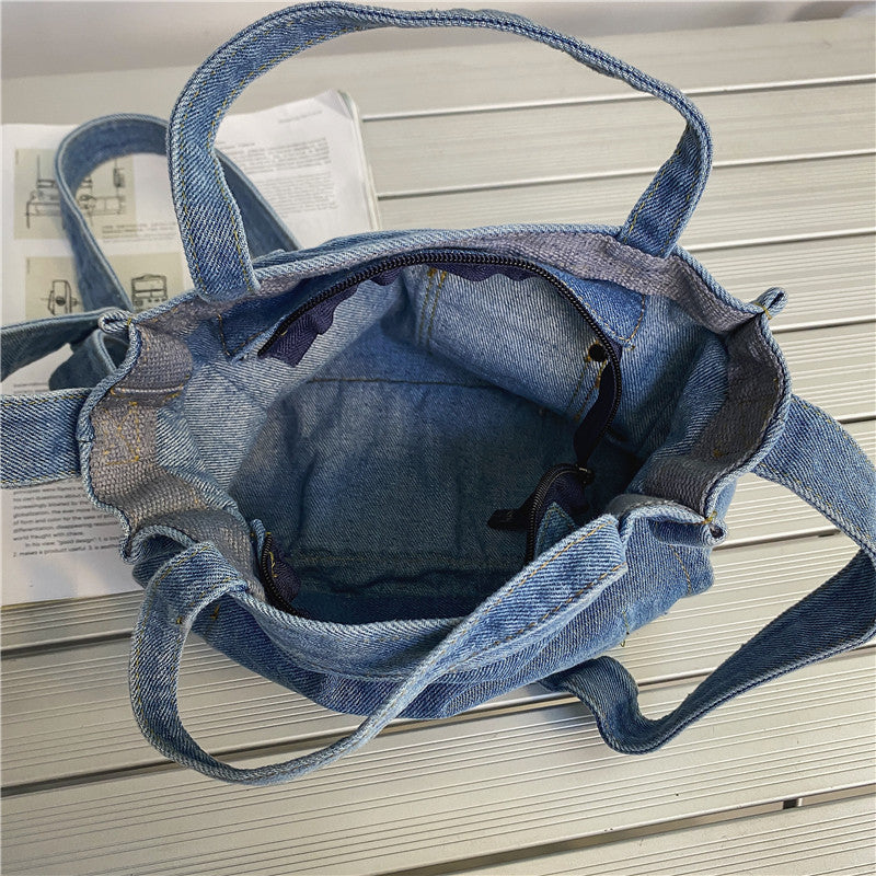 Women's Exquisite Washed Jean Literary Style Personalized Women's Messenger Bag