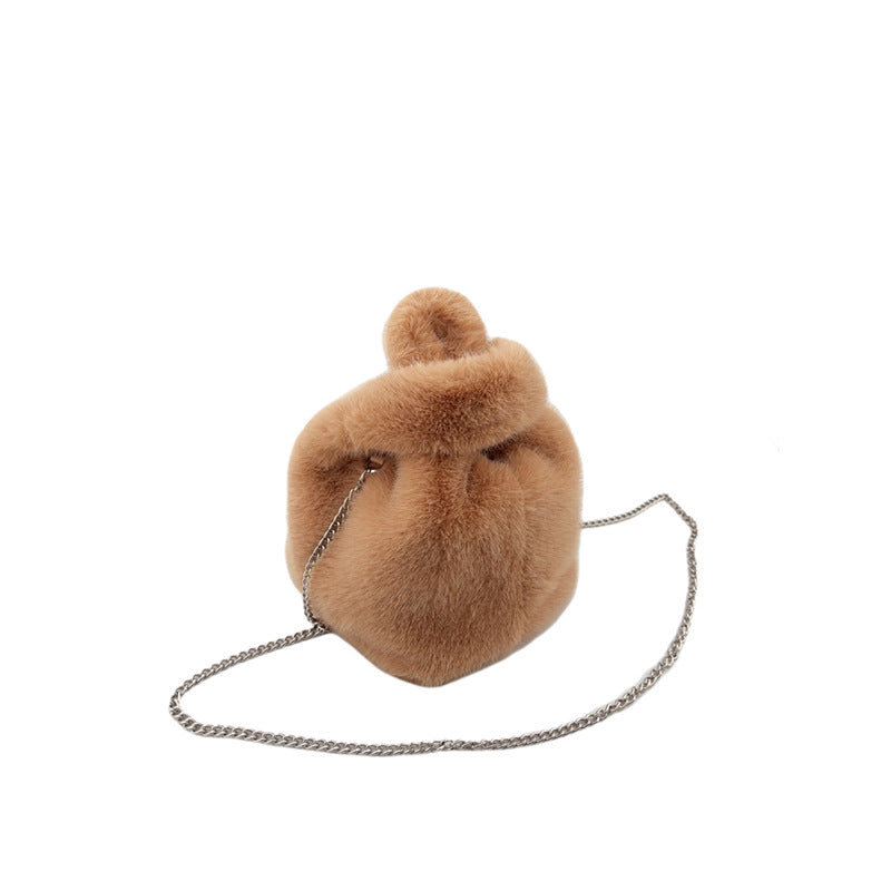 Stylish Imitation Fur Vest Hand Plush Shoulder Bags