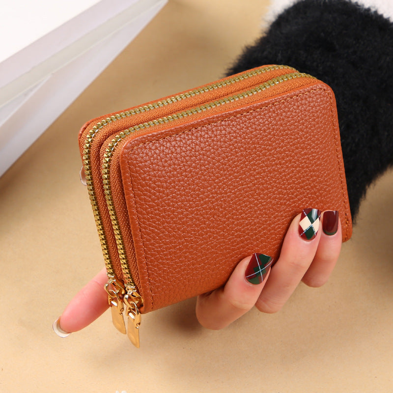 Women's Multifunctional Expanding Double Layer Zipper Large Card Holder