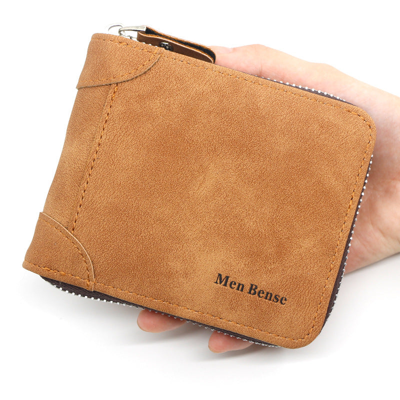 Men's Personalized Short Zipper Two Fold Man's Vintage Men's Wallets