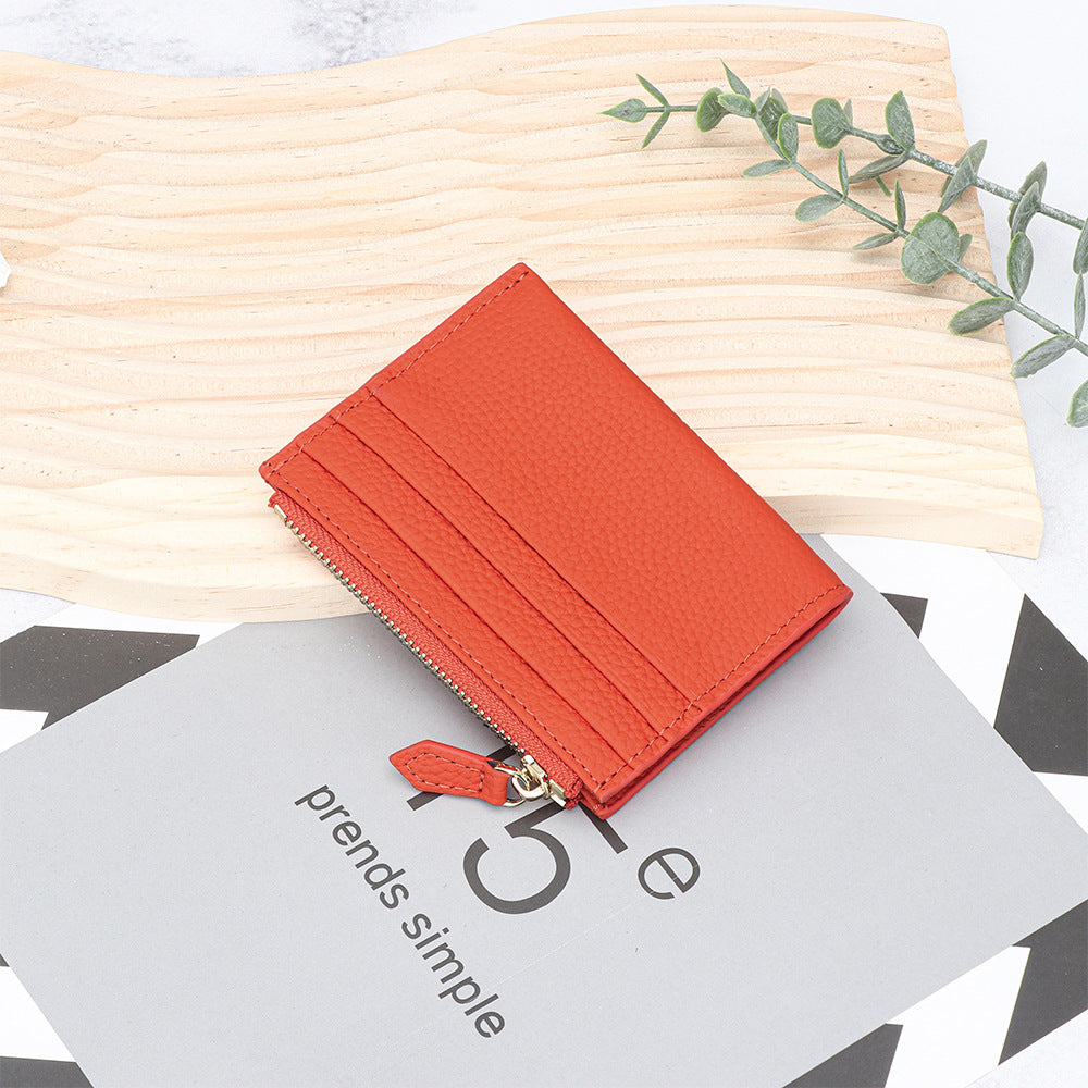 Women's Genuine Leather Fashion Mini Cowhide Certificate Ladies Wallet