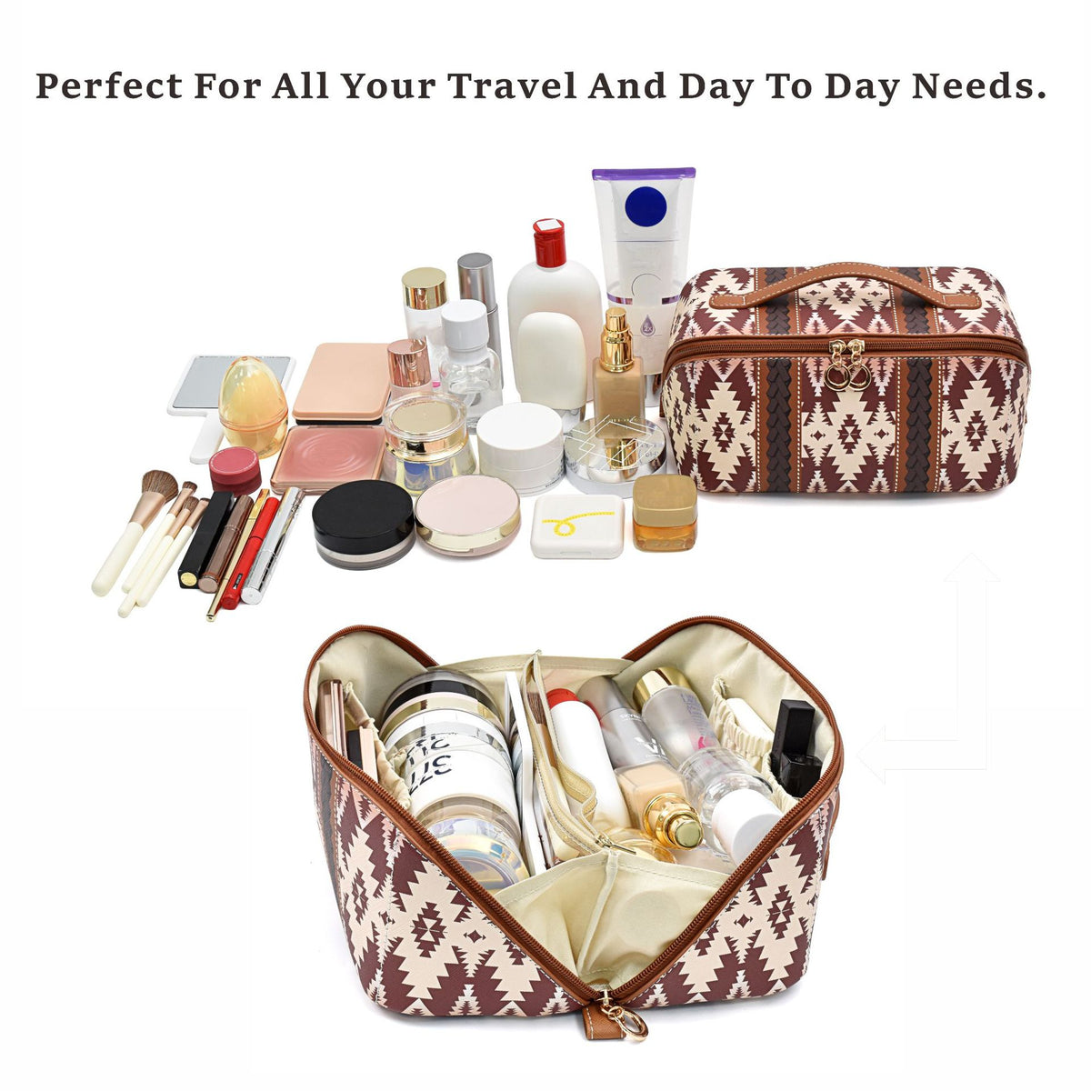 Bohemian Style Leather Cloud Pillow Large Capacity Makeup Bag