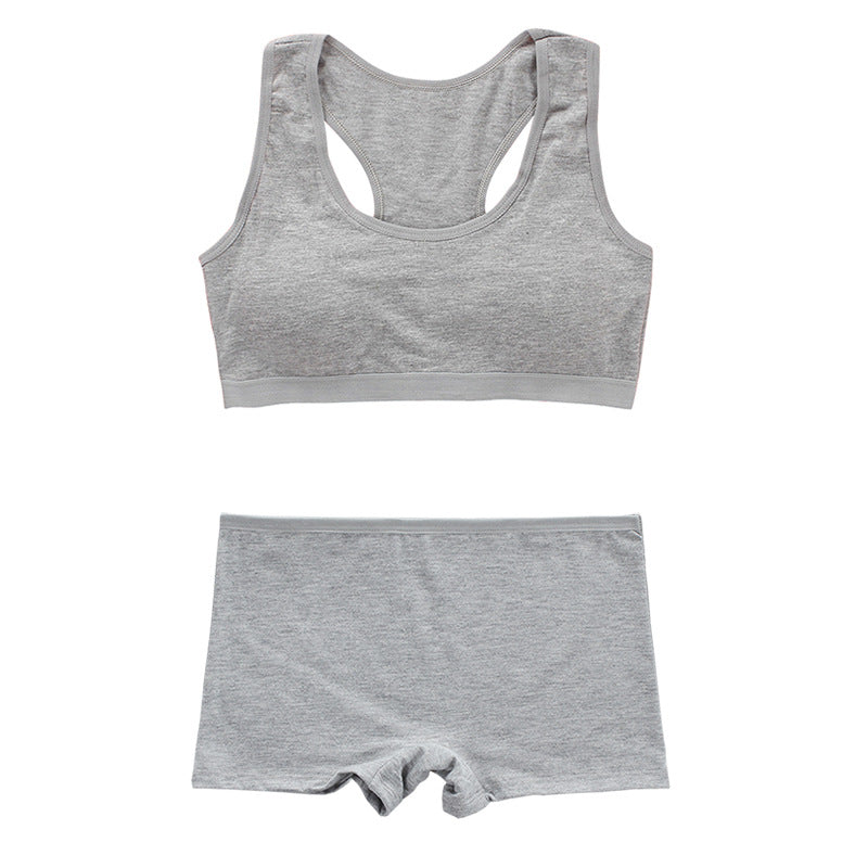 Children's Cotton Solid Color Bandeau Sling Wireless Vest Lingerie Sets