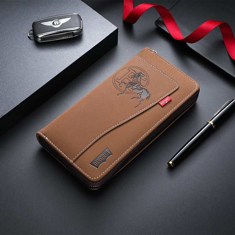 Men's Horse Leather Retro Style Zipper Fashion Short Men's Wallet