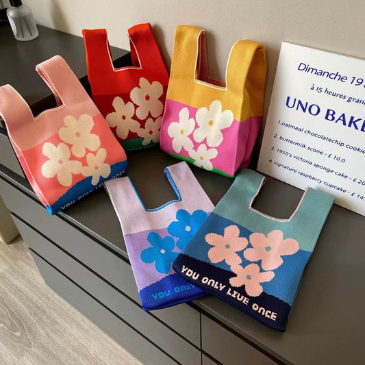 Women's Capacity Striped Knitted Portable Out Bags