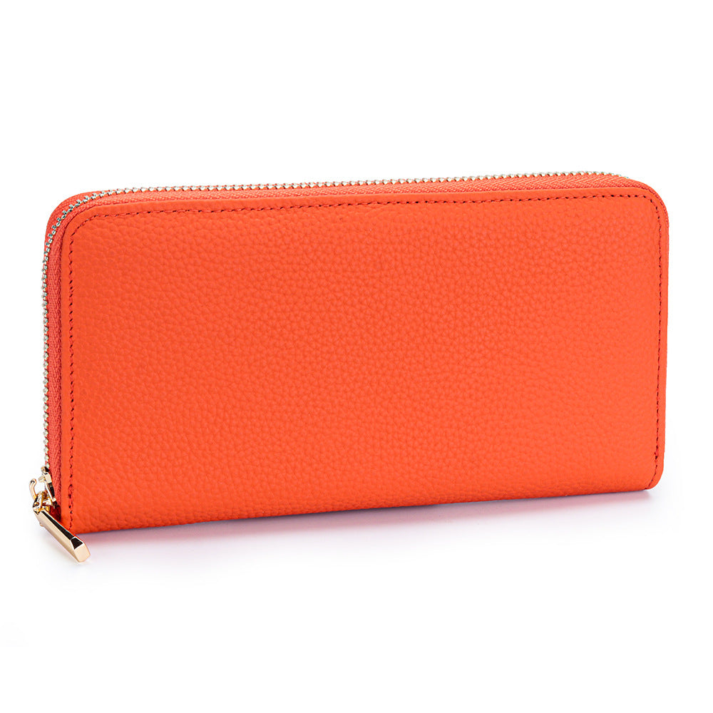 Zipper First Layer Cowhide Large Capacity Ladies Wallet