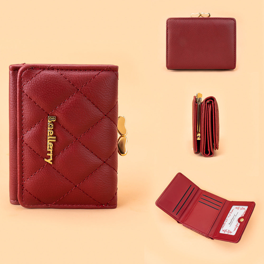 Women's Short Korean Style Fashion Trifold Purses