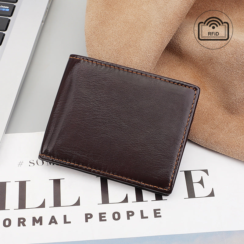 Oil Wax Leather For Man First Layer Card Holder