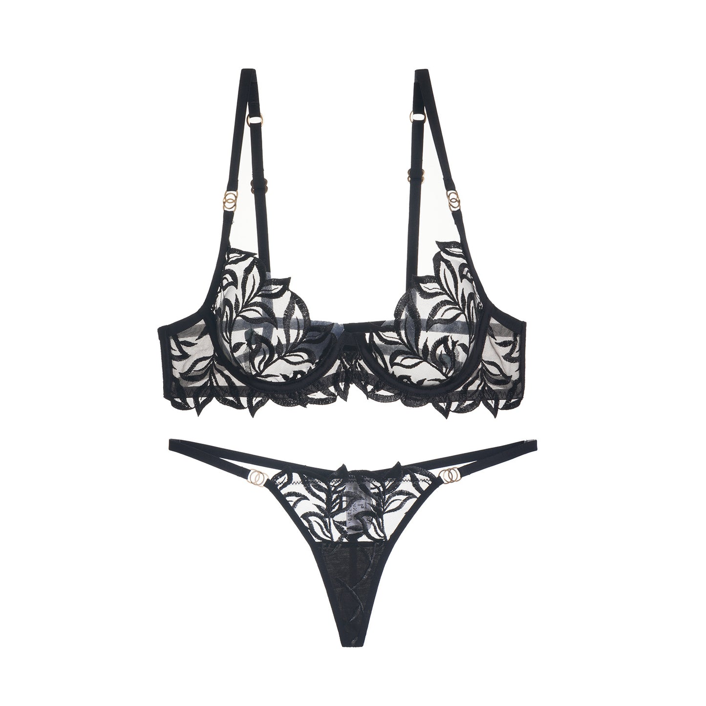 Women's Classic Embroidery Two Suit Underwear Fishbone Bras