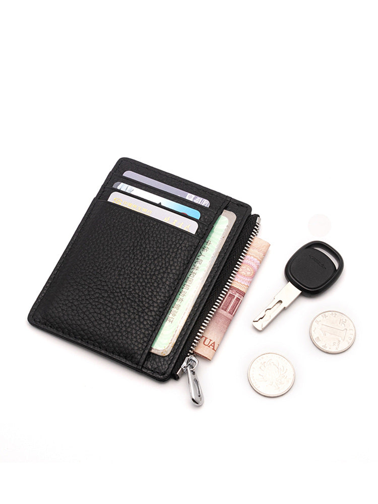 Genuine Leather Zipper Double-sided Driving License First Card Holder