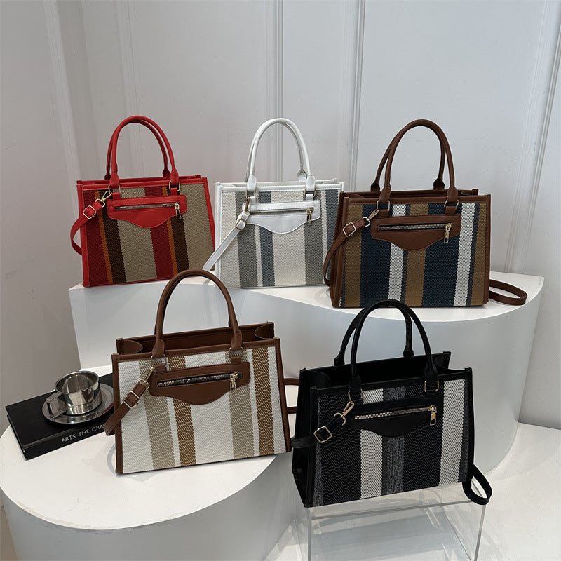 Trendy Contrast Color Large Capacity Female One Commuter Bags