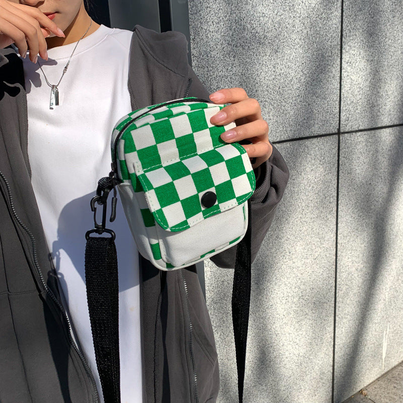 Women's Retro Color Plaid Simple Fashion Trendy College Women's Messenger Bag