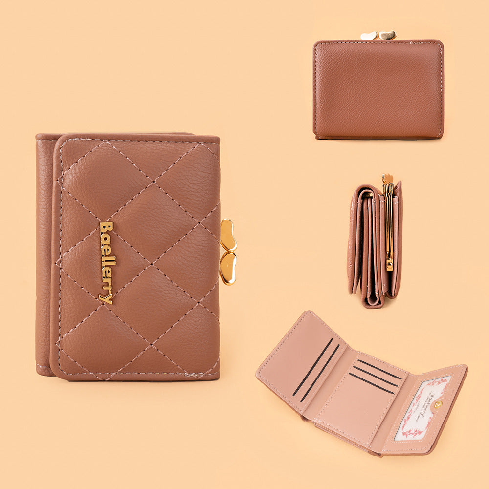 Women's Short Korean Style Fashion Trifold Purses