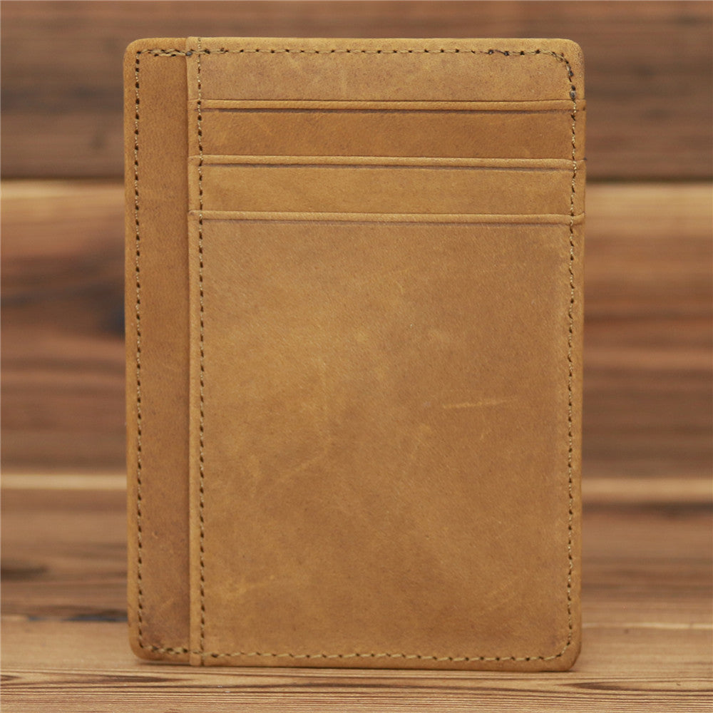 Men's Genuine Leather Crazy Horse Minimalist Cowhide Card Holder