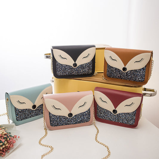 Women's Fox Fashion Color Contrast Sequined Shoulder Bags