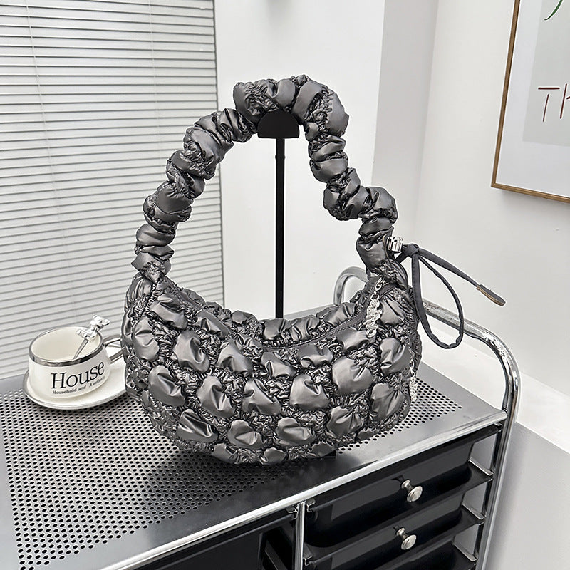 Cloud Female Pleated Dumpling Personality Drawstring Women's Shoulder Bag