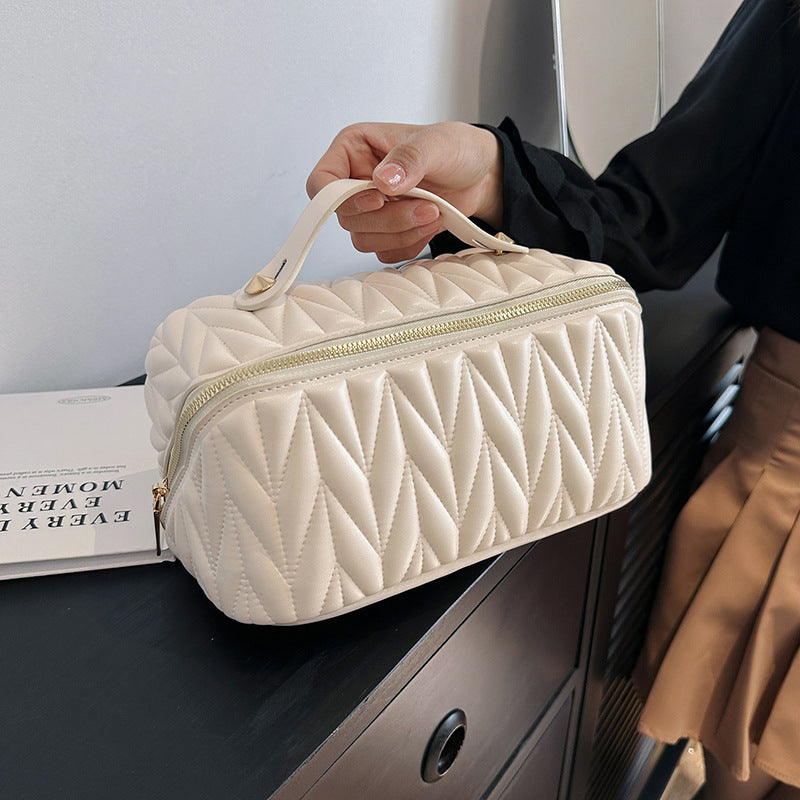 Good-looking Large Capacity Fashion Toiletry Solid Color Makeup Bag