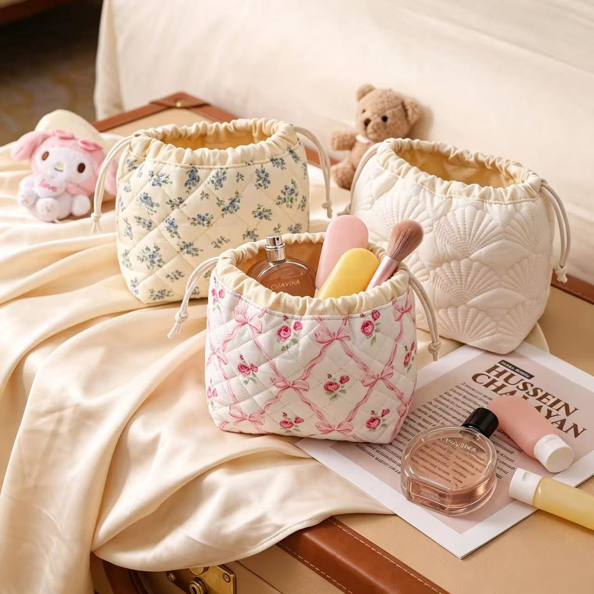 Large Capacity Polyester Drawstring Portable Cosmetics Cosmetic Bags