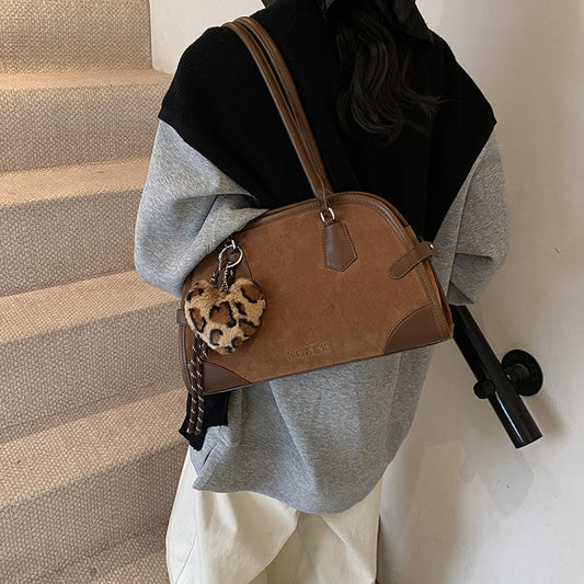 Women's Design Portable Retro Frosted Boston Large Shoulder Bags