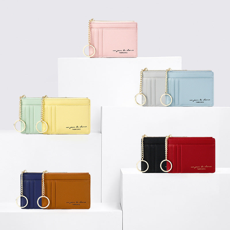 Women's Solid Color Multiple Slots Mini Card Holder
