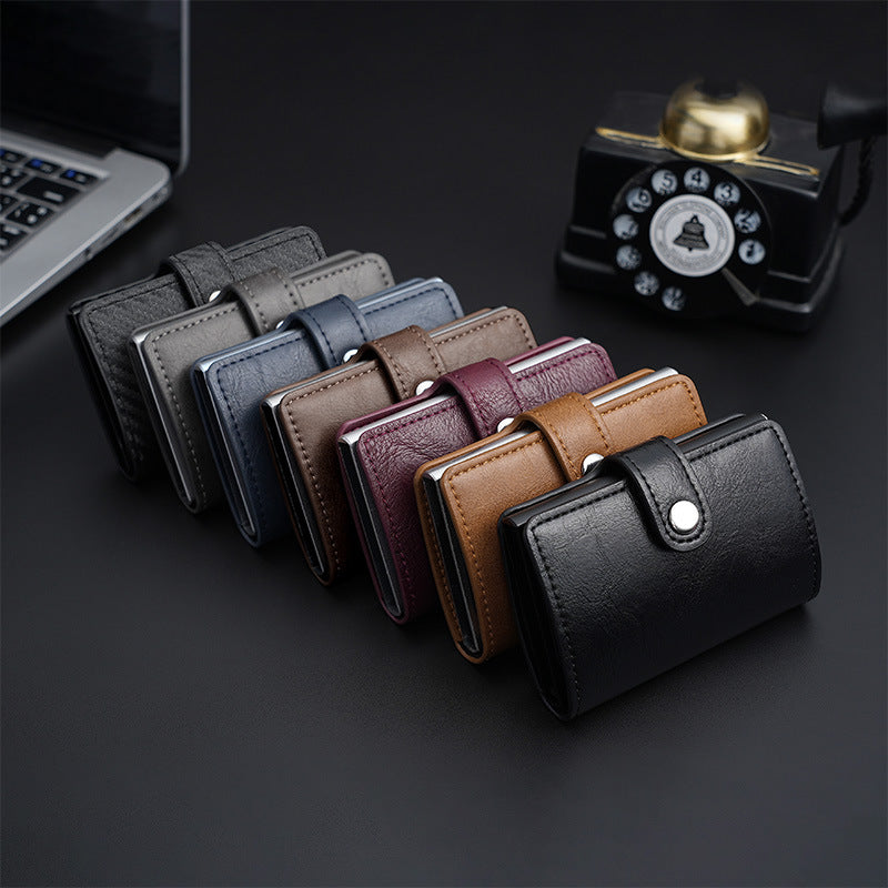 Comfortable American Gold Aluminum Alloy Automatic Card Holder