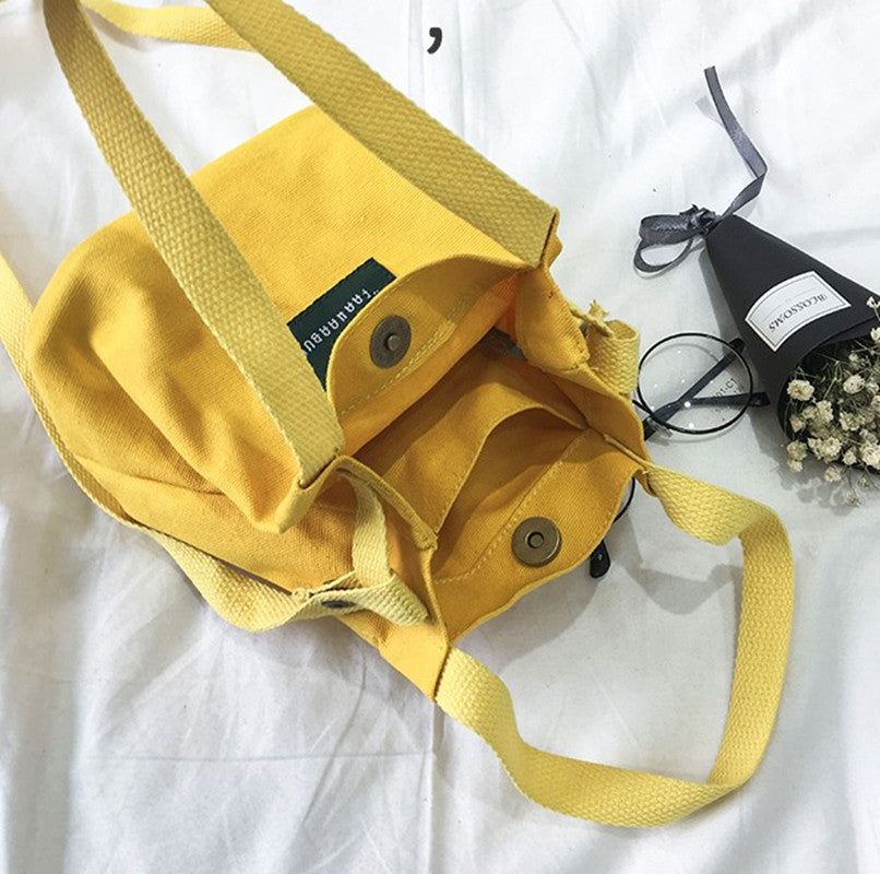 Women's Korean Style Trend Canvas Fashion Simple Bucket Bags