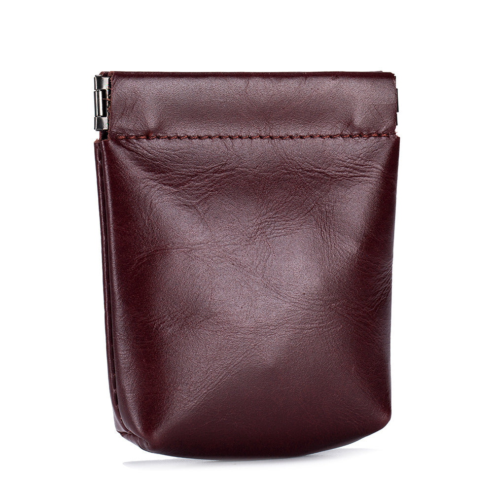 Leather Leaf Spring Earphone Automatic Tight Port Buggy Wireless Coin Purses